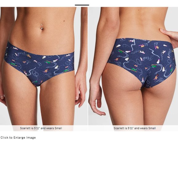 Christmas VS PINK NO-SHOW HIPSTER PANTY Dogs Sledding X-Mas Holiday Animal NWT - Picture 2 of 5